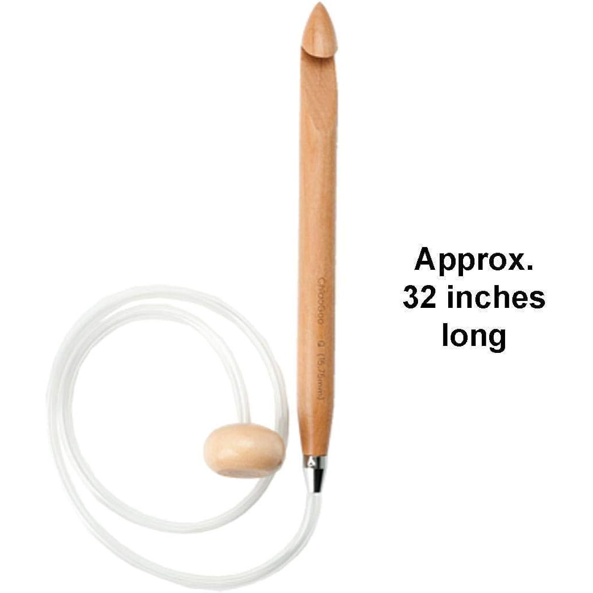 ChiaoGoo Knitting Needles Flexible Crochet Hook 32" (81cm) Bamboo Dark Patina Size US K (6.5mm) Bundle with 1 Artsiga Craft Stitch Holder 5132-K