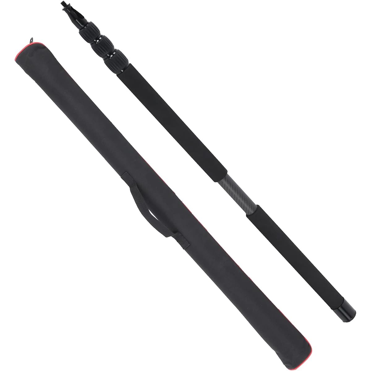 Microphone Boom Pole Arm, Portable 3.12m Carbon Fiber Telescopic Boom Pole, 4 Section Adjustable Handheld Microphone Arm, 3/8" Screw Interface, Thick Anti-Slip Sponge