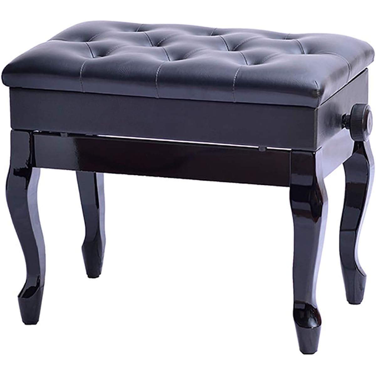 Piano bench Bookshelf Classic Lift Stool Soft Pack Piano Stool Solid Wood Curved Legs Lift Piano Stool Piano Chair (Color : Black, Size : 55x35x46cm)