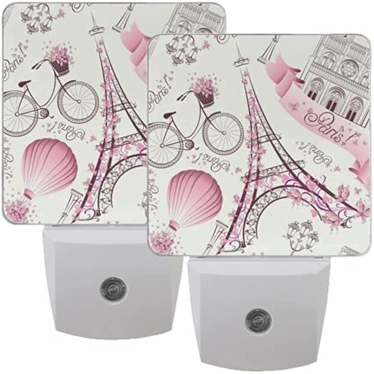 Joyprint LED Night Light Paris Eiffel Tower Flower, Automatic Senor Dusk to Dawn Night Light Plug in Kids Baby Girl Boy Adult Room
