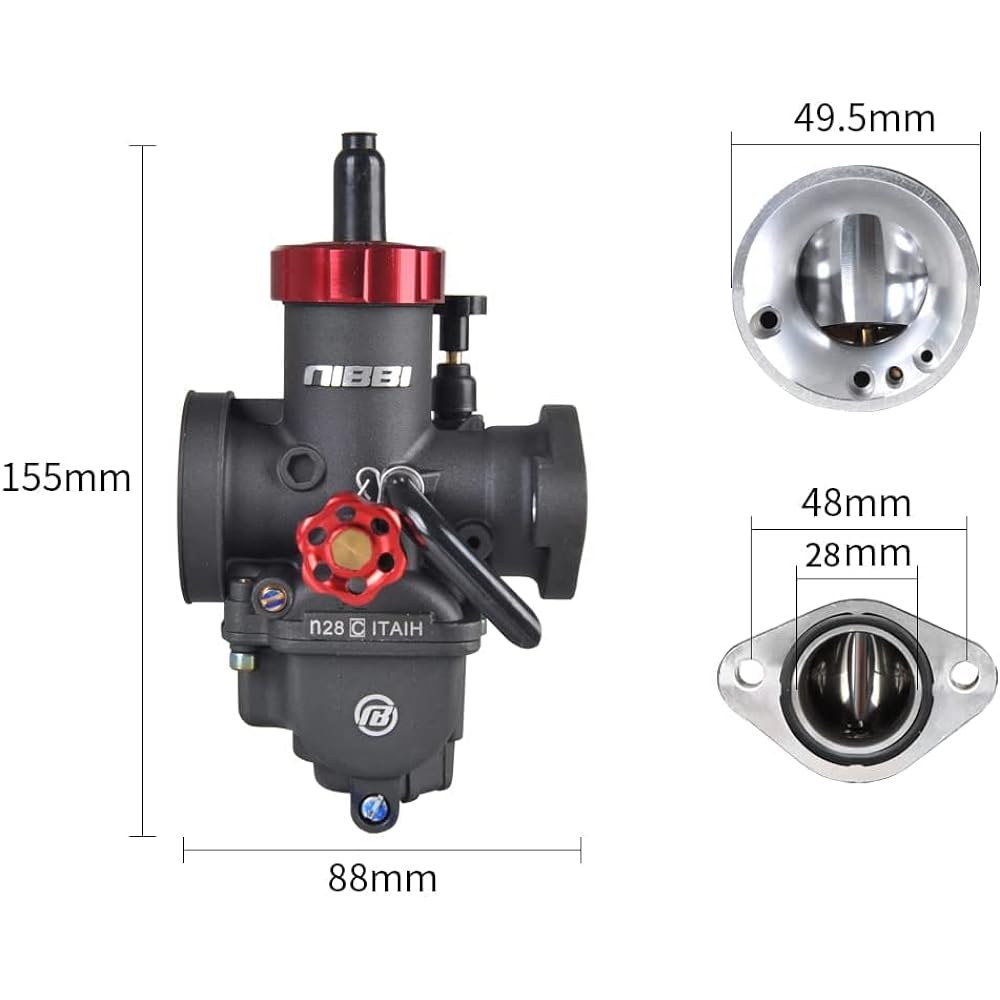 NIBBI Motorcycle Carburetor PE28FL Self-Closing Flange 150CC Carburetor with 28mm Carburetor Jet Compatible with Honda Yamaha Suzuki Kawasaki Motorcycle Scooter ATV Dirt Bike 150CC-250CC Horizontal Engine