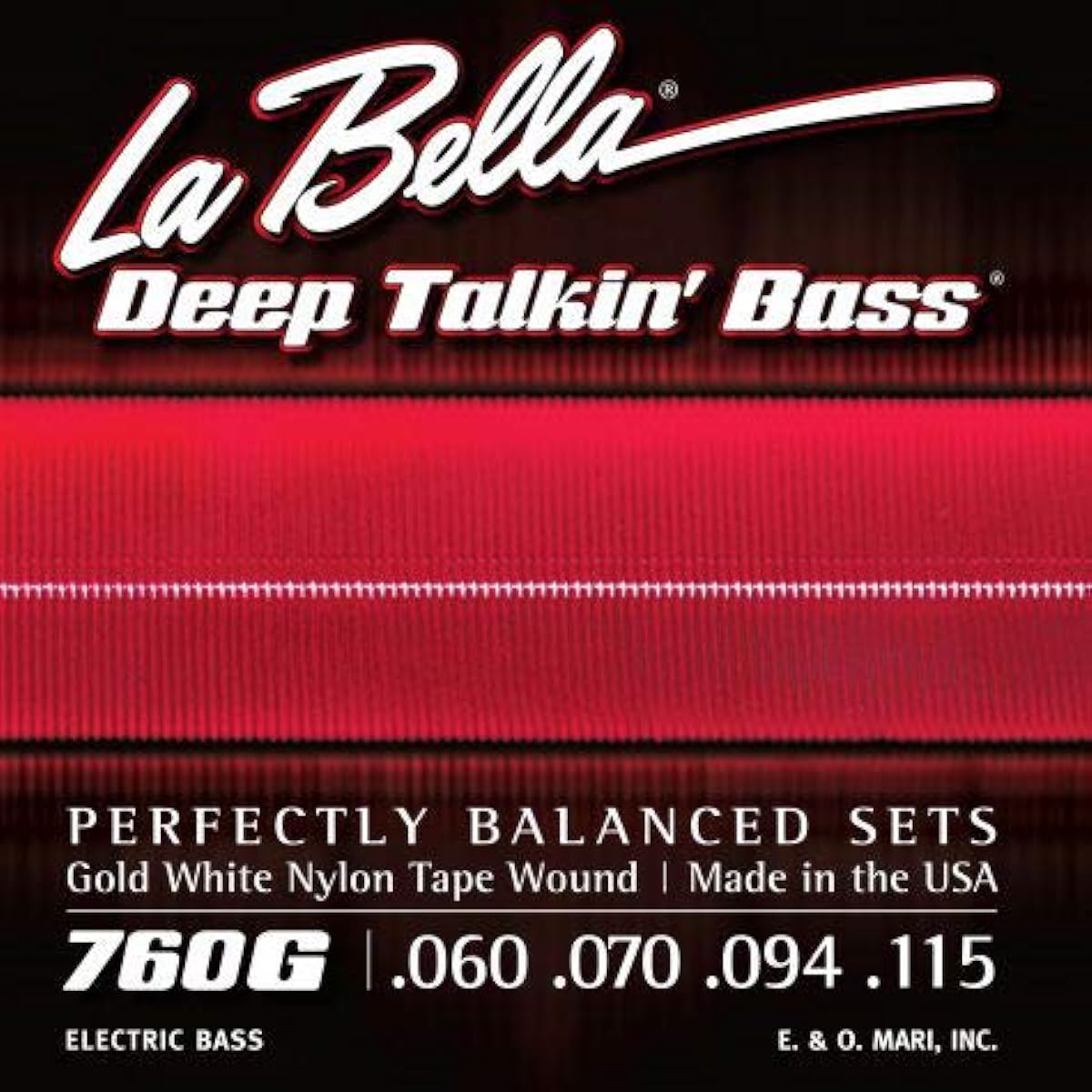 LA BELLA Bass Strings 760G Gold White Nylon Tape, Standard 60-115