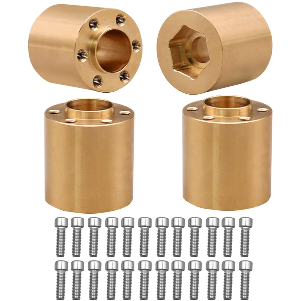 Brass Weight 12mm Wheel Hex Hub Adapter 1.9 2.2 Beadlock Wheel Rim Adapter for 1/10 RC Crawler Axial SCX10 TRX4 Pack of 4 (22mm)