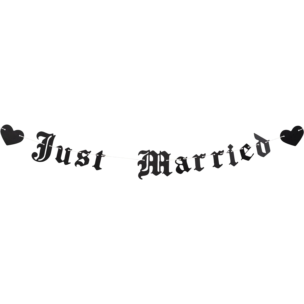 Vgaruint Just Married Gothic Wedding Banner, Goth Wedding Party Decorations, Emo Party Decor, Dark Alternative Heavy Metal Letter Garland (Gothic Marriage Banner)