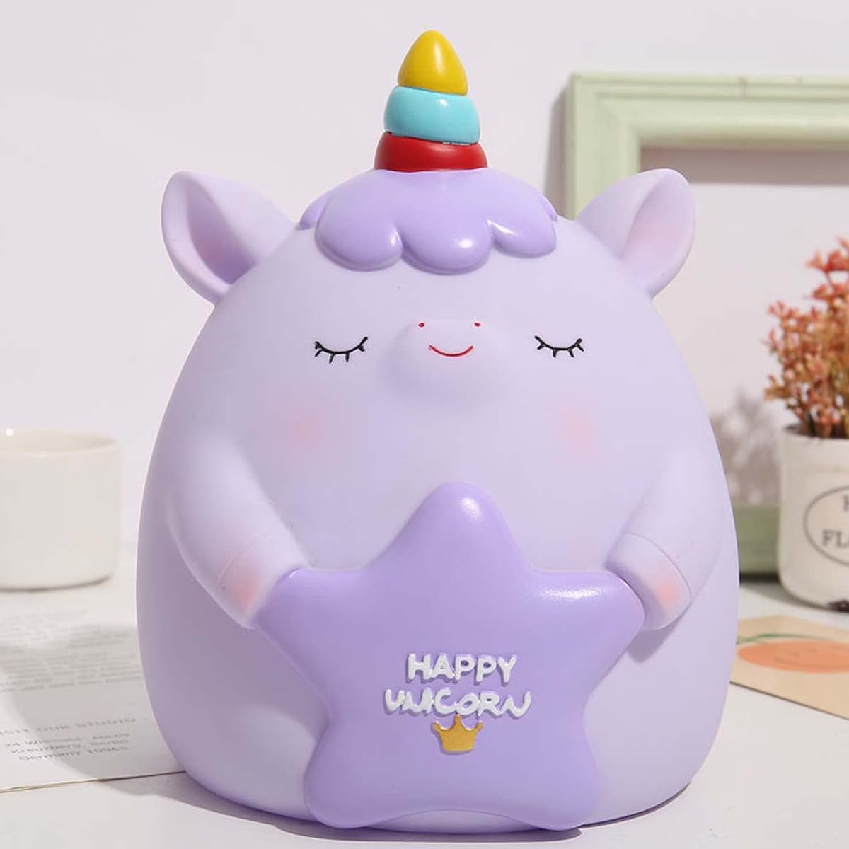 Unicorn piggy bank (purple)