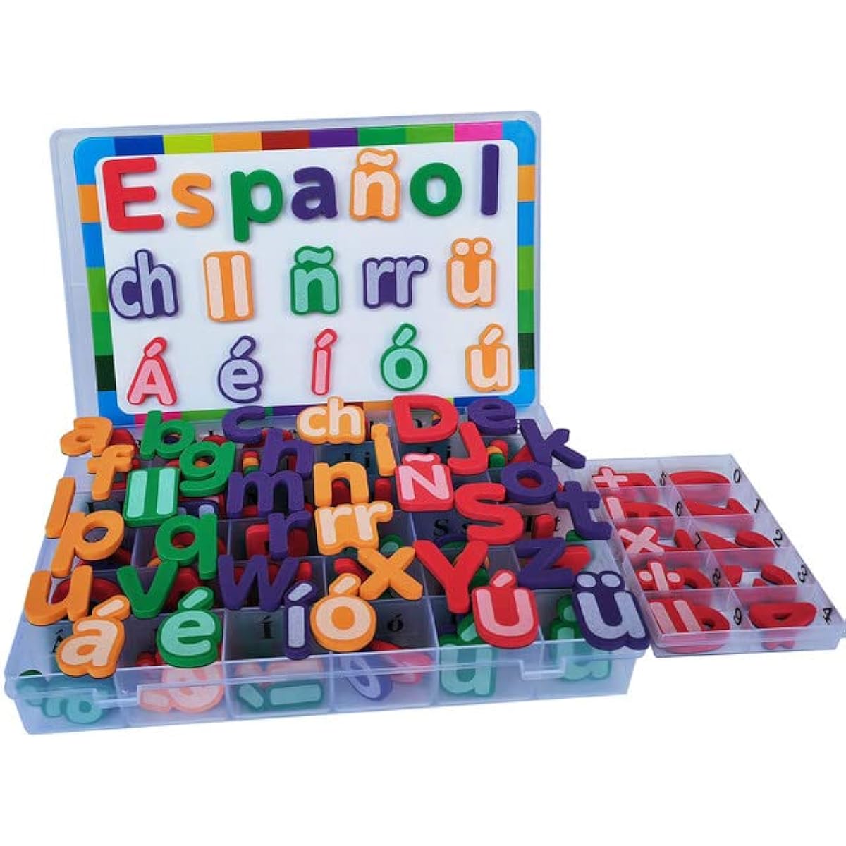 Spanish Alphabet Magnets Alphabet Magnets - Letras Españolas y Números Magnéticos para Niños 4 Colors for Classroom and Home Education 4 Colors La Enseñanza en Aula y Casa (Set of 4 ES2)