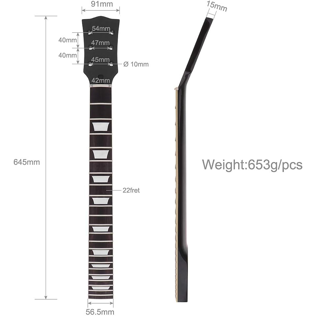Electric Guitar Neck DIY Gibson LP Guitar Parts Replacement 22 Fret Maple Neck Rosewood Fretboard White Trapezoid Dot Inlay Black Gloss 1