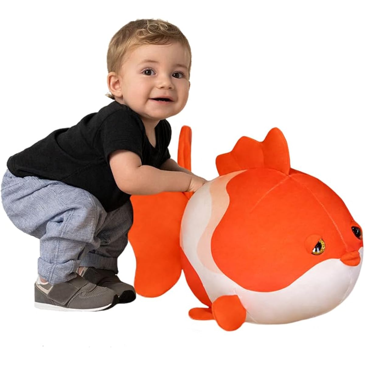 ELAINREN Lifelike Foam Goldfish Plush Toy Soft Fish Decorative Pillow/Cushion Goldfish Toy Stuffed Animal Cute 3D Fish Doll Gift for Christmas Birthday Holiday 19.6 Inch (Ages 14+)
