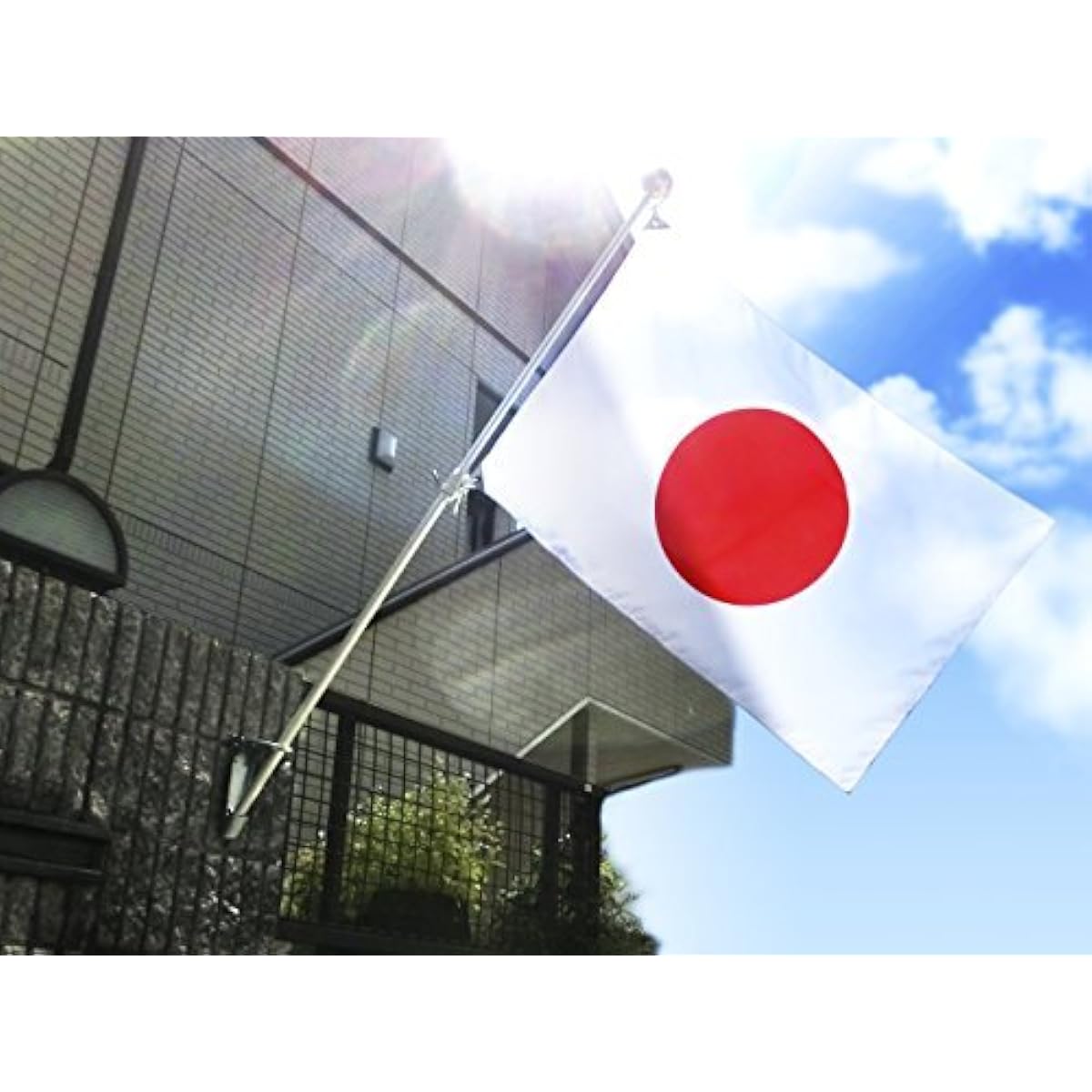 Hinomaru flag set [DX] High quality lightweight aluminum alloy pole with Tetoron flag [National flag size: 70 x 105 cm] Made in Japan