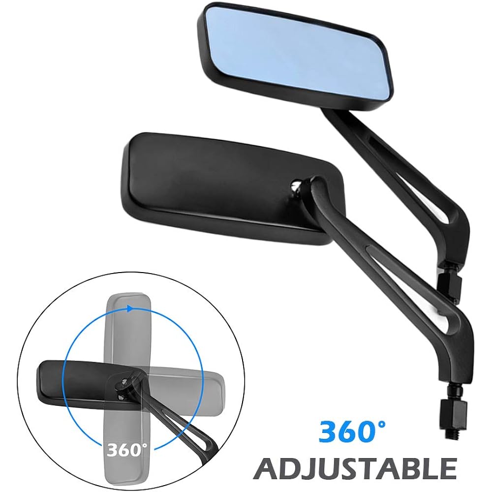 DREAMIZER Motorcycle Mirror Compatible with Harley-Davidson - 8mm 10mm Universal Rectangular Mirror V Rod Night Softail Rod Breakout Sportster 48 883 1200 Street Electra Glide Road Glide etc.