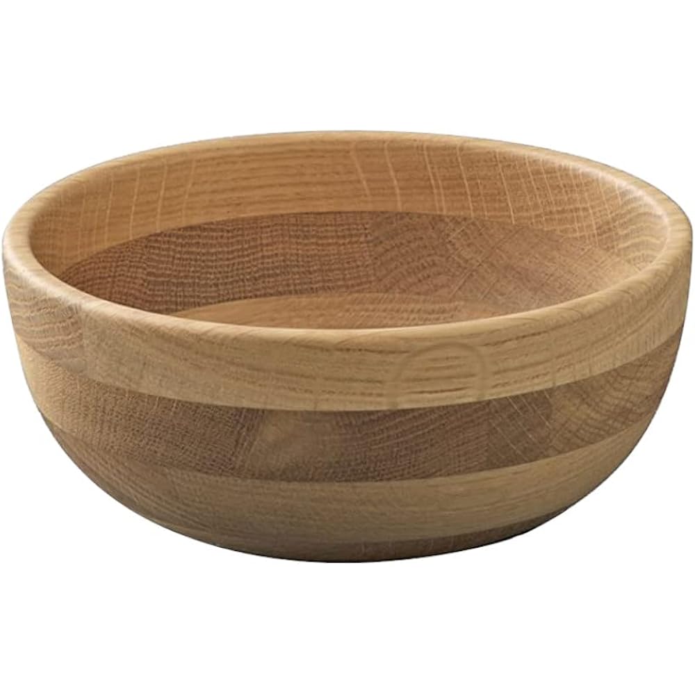 Swanson Shoji Salad Bowl, Wooden Tableware, Natural Wood, Approx. Diameter 20 x Height 8.5cm, Made of oak wood known as high-quality furniture material KPK-008