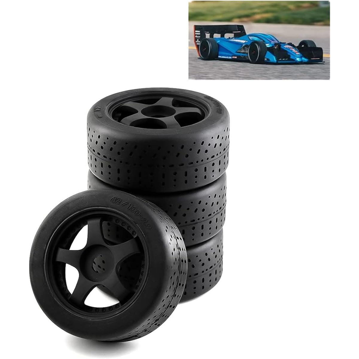 Universal ARA 55006 RC Tires Compatible with ARA109011 ARA1090001 ARA109001 Limitless F1 4.00" Diameter (4pcs) ARRMA1/7 Infraction Fit (Black)