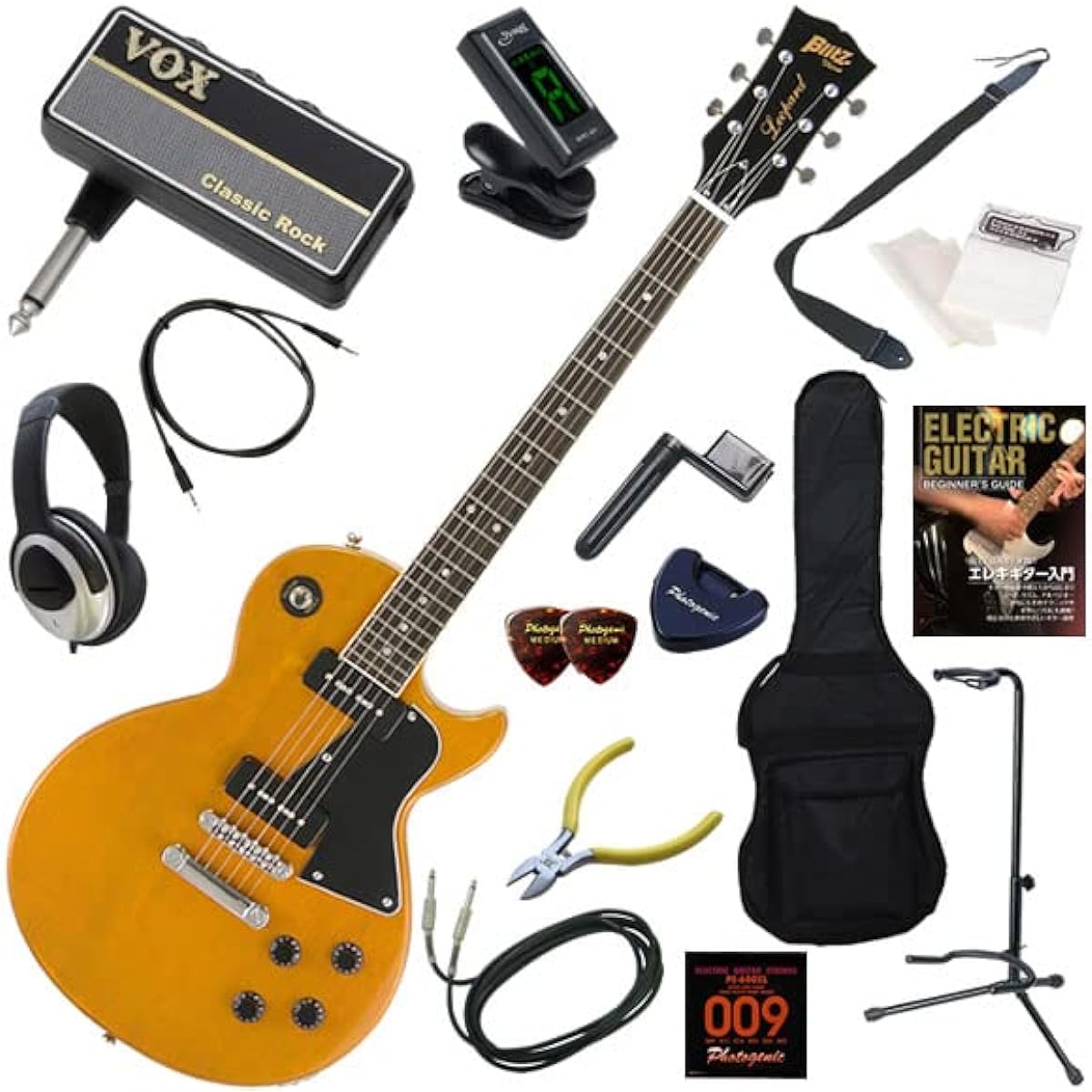 Blitz Electric Guitar Beginner's 16-piece Set Including Headphones, Guitar, and AmPlug2 Amplifier BLP-SPL/YL (Yellow)