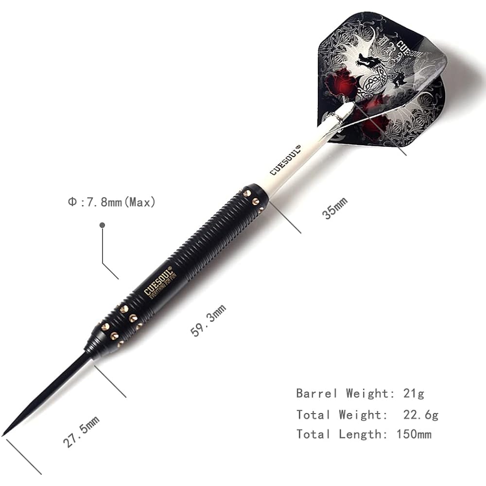CUESOUL Dragon Deluxe Brass Steel Tip Dart Set, 21g