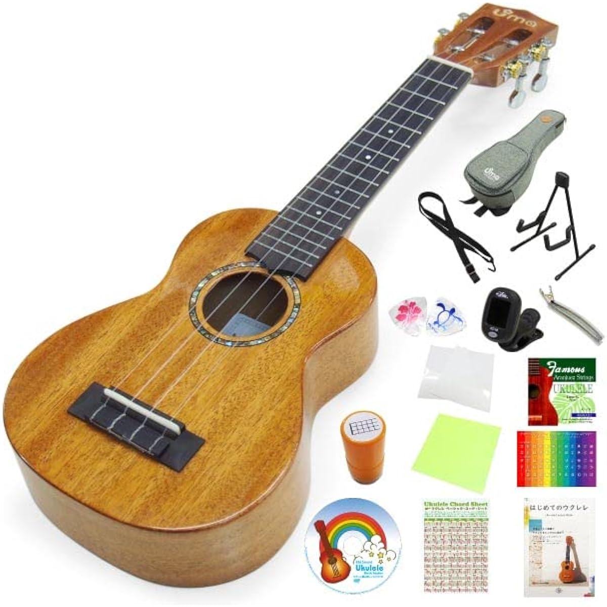 Uma Ukulele UK-20SS N Soprano size High grade 15 piece set Mahogany all solid TR music [string height adjusted] [Taiwanese brand] [sweet sounding mahogany] (u)