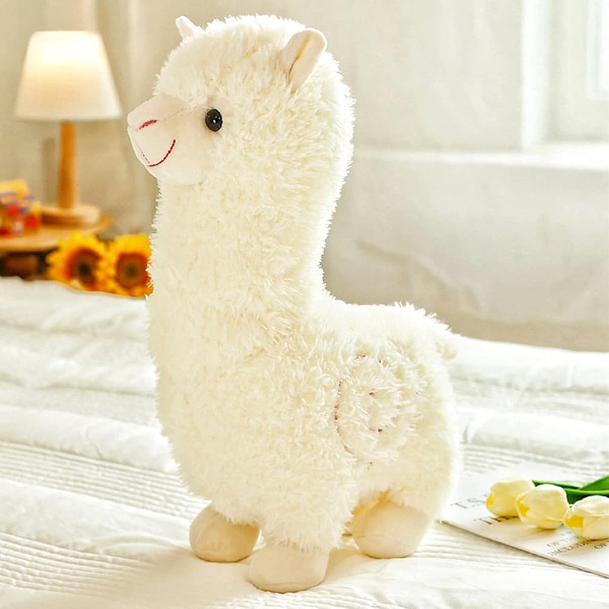 XIYUAN 18" Llama Plush Toy Pillow Alpaca Doll Toy Llama Stuffed Animal Large Plush Doll Huggable Llamacorn Alpaca Plush Long Huggable Pillow Soft Fluffy Cushion Gift (White)