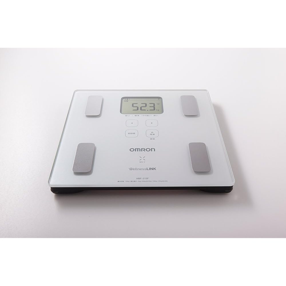 OMRON [Thin design] [Flat design] [Large screen display] [PC/smartphone compatible (Wellness Link compatible)] Weight and body composition meter Body Scan HBF-215F-W White