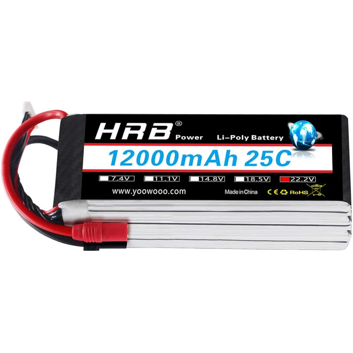 HRB 22.2V 12000mAh 25C 6S LiPo Battery Pack with AS150+XT150 Plug for DJI S800 DJI S900 S1000, Walkera QR X800 and other Multicoyce