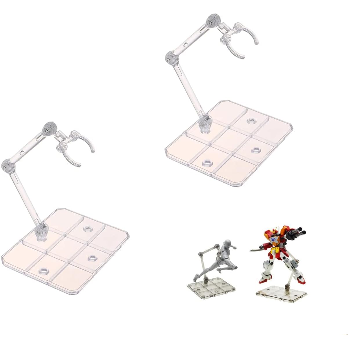 TSY TOOL HG144 Action Figure Stand Display Holder Base Doll Model Support Stand for 6" HG RG SD SHF Gundam 1/44 Toy Clear Set of 2