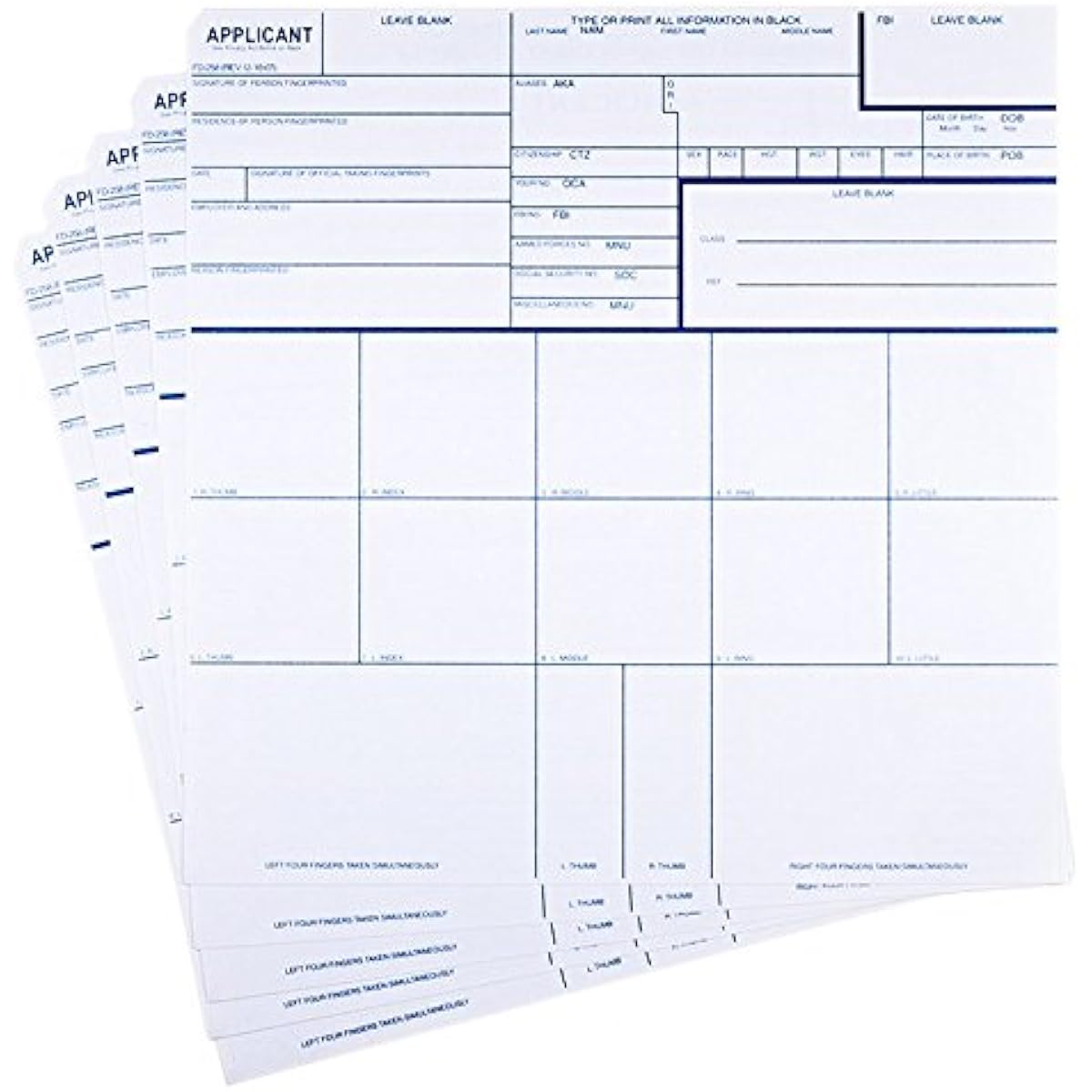 FD258 [Fingerprint Card Self-Kit] Produced by the Forensic Science Identification Laboratory FD-258 FBI Fingerprint Card Creation Kit