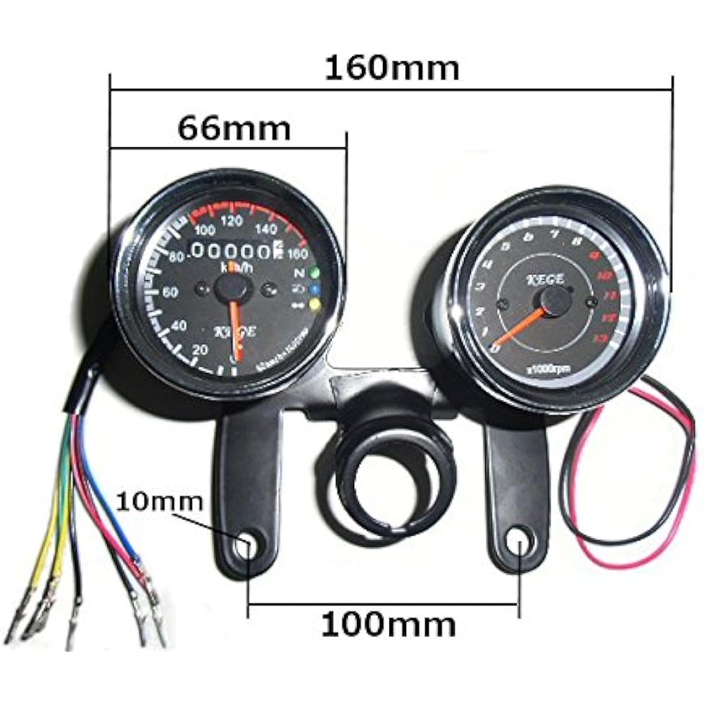 Super beautiful full LED specification! Universal φ60mm for motorcycles/mechanical speedometer with indicator & electric tachometer set for 4 cycles/with stay