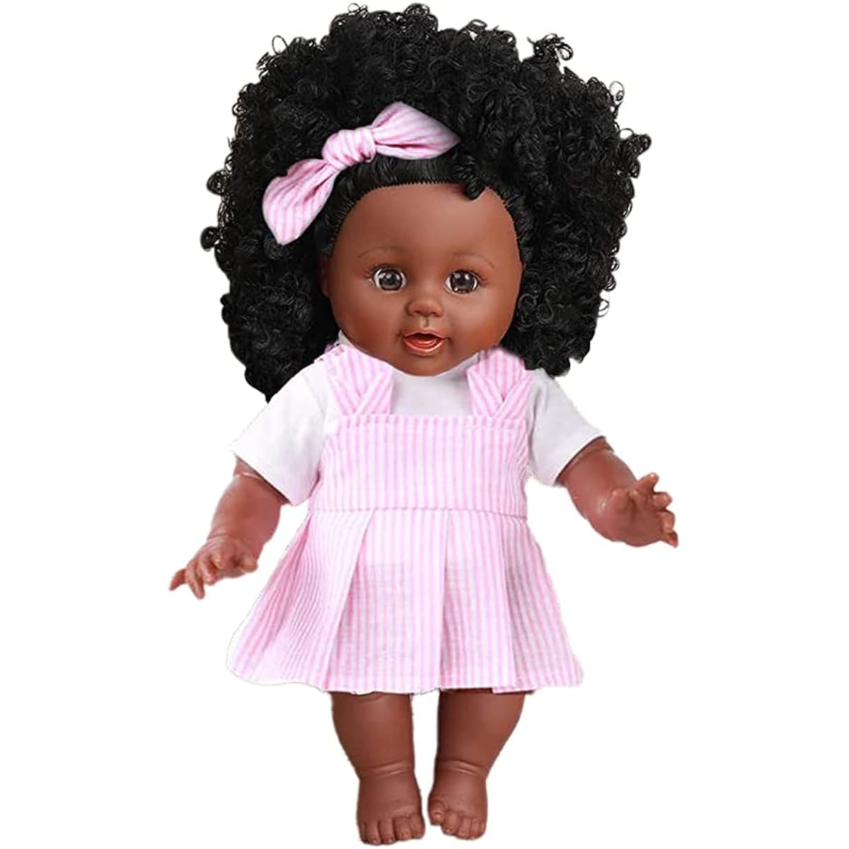 Baby Play Black Doll Vinyl 35cm' - American Girl Baby Doll for Baby Girl-Reborn Baby Doll Doll, Life Size American Girl Doll - Perfect for Girls' Birthdays Black Curly Hair.