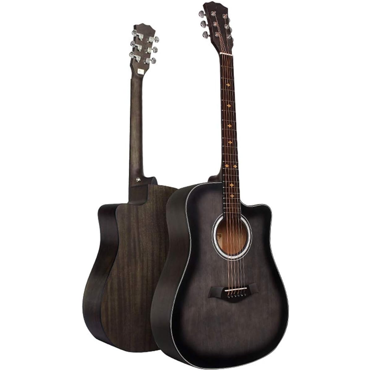 Acoustic Guitar Veneer Gradient Black Guitar Face Single Spruce Peach Blossom Folk Guitar Veneer Gradient Black Classic Guitar (Color: Natural, Size: 41 inches)