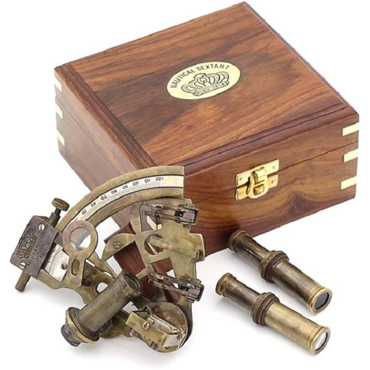 Solid Brass Sextant With Two Extra Sighting Telescope-Marine Gift-Astrolabe
