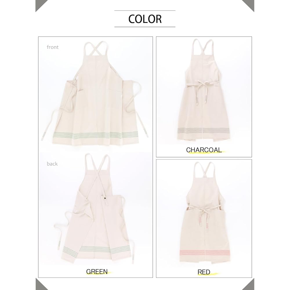 [HaTaKaKe] Cotton Linen Panel Pron [Cotton Linen Water Repellent Made in Japan] [Both Side Pockets Front Slit] <Kitchen Gardening> <Unisex Stylish Gift>