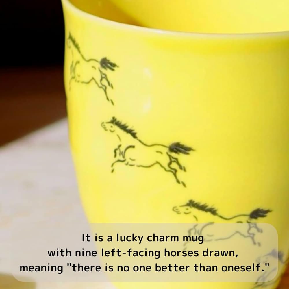 Ohori Soma Ware Matsunaga Kiln Uma Kuyukihisa (Successful) Mug (Yellow) 60th Birthday Gift Present Mug Coffee Cup Teacup Stylish
