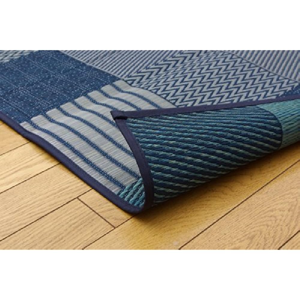 Ikehiko Corporation Igusa Hanagoza Kyoto Sashiko Edoma 1 tatami mat approx. 87 x 174 cm Blue Made in Japan #4110101