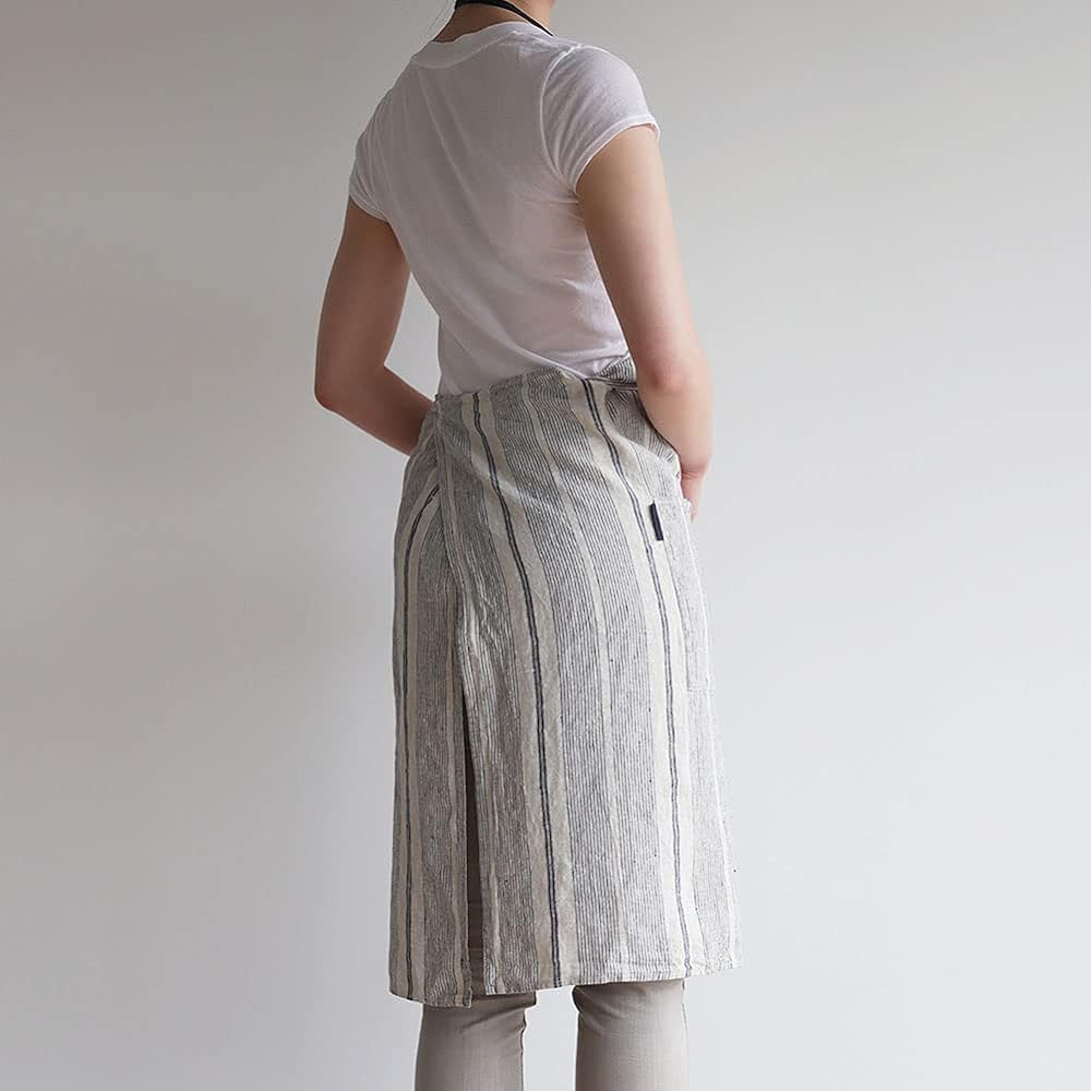 [Lino e Lina] [Lino Elina Apron Full Apron Linen Mila Women's Men's Kitchen Plain Linen Simple Long Length Stylish