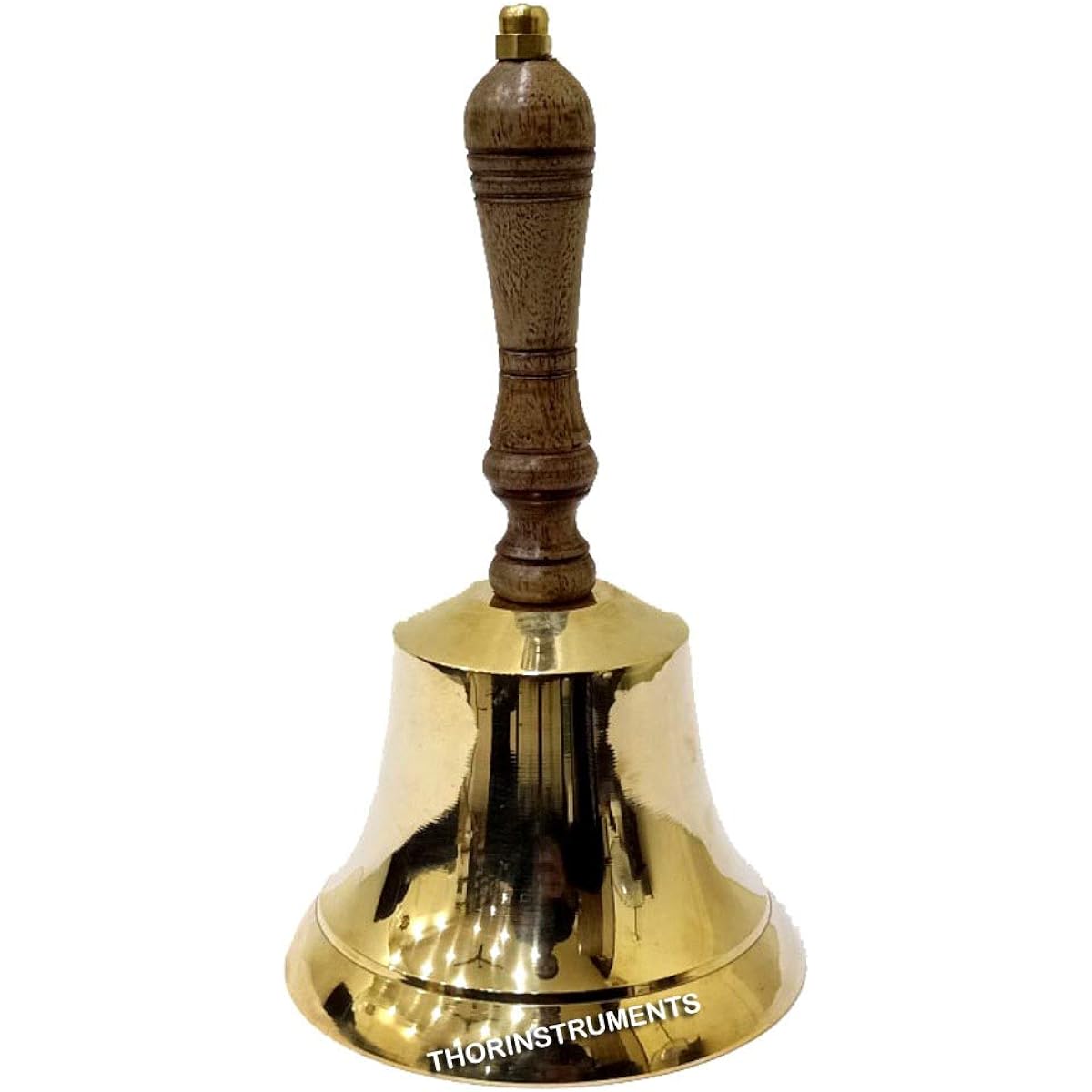 Solid Brass Nautical Hand Bell with Wooden Handle 7" Nautical Decor Halloween Decorations Costume