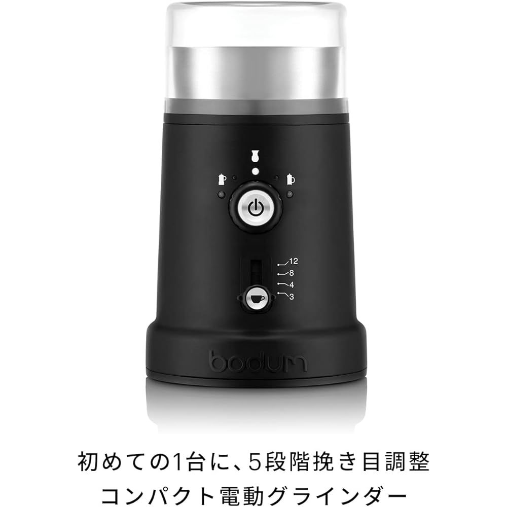 BODUM Coffee Mill Electric Mill BISTRO Bistro Electric Coffee Grinder Black Cutter Blade Prevents Uneven Grinding, Anti-Static, Quiet, Grind Adjustment [Genuine Product] 12041-01JP