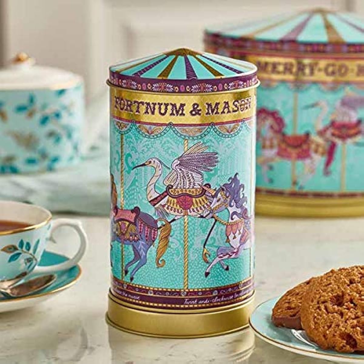Fortnum & Mason Mini Merry-Go-Round Biscuits in a Music Box Tin (150g) [Parallel Import]