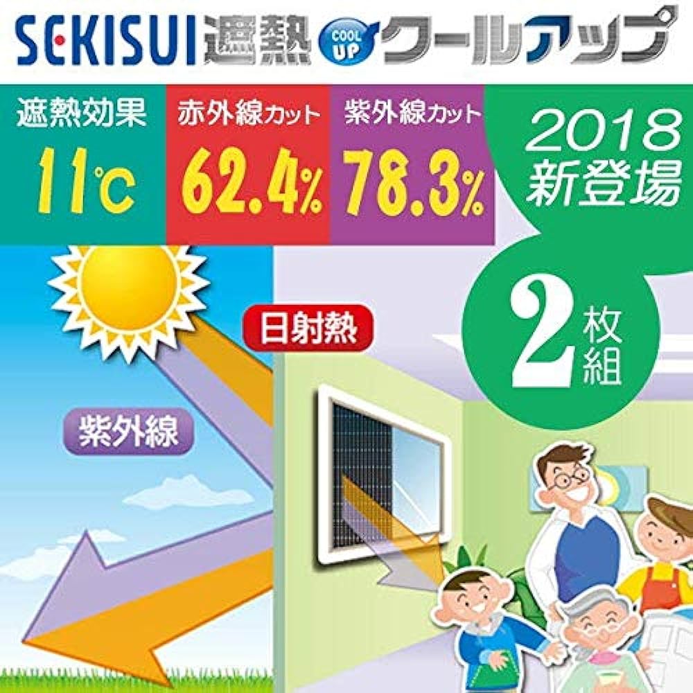 Heat Insulation Cool Up Bonus Sekisui Light Blocking Sheet for Window Glass (100cm x 200cm) Set of 2 Heat Stroke Prevention Heat Insulation Film