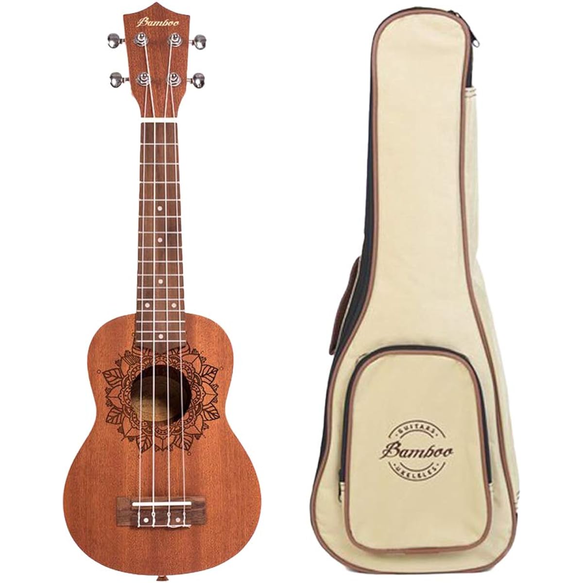 Bamboo Ukulele Soprano Size Gear Peg Specification Kailua BU-21KAI (Soft Case Included) [Domestic Genuine Product]