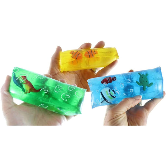 3 Animal Water Trick Snake Clownfish Dinosaur Sea Creature Filled Stress Toy Slippery Tricky Wiggly Wiggler Tube Squeeze Wiggler Sensory Fidget Ball