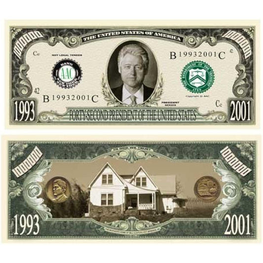 American Art Classics Set of 10 Bill Clinton Million Dollar Bills