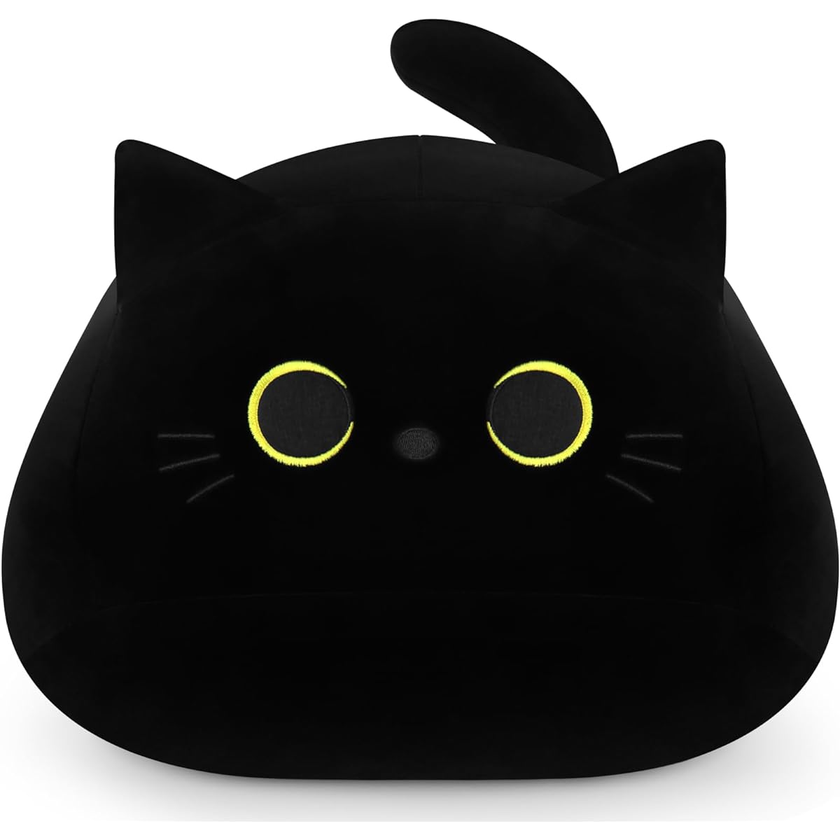 Auspicious Beginning Black Cat Plush Toy, 18.8 Inch Black Cat Stuffed Animal, Black Cat Plush Toy, Cute Cat Plush Toy, Cat Pillow, Soft Black Cat Plush Toy, Sofa Pillow, Decorative Gift for Girls and Boys