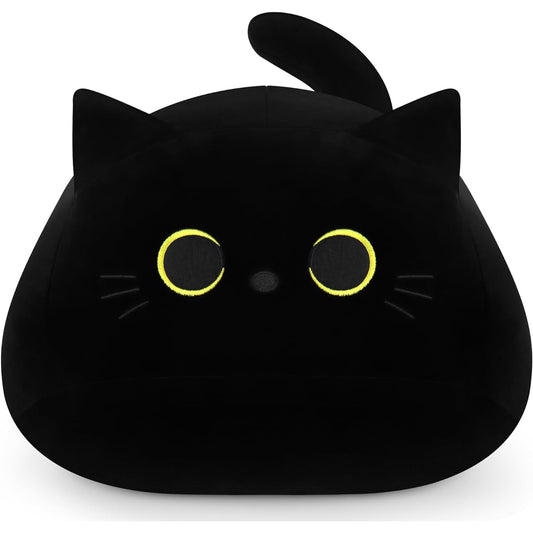 Auspicious Beginning Black Cat Plush Toy, 18.8 Inch Black Cat Stuffed Animal, Black Cat Plush Toy, Cute Cat Plush Toy, Cat Pillow, Soft Black Cat Plush Toy, Sofa Pillow, Decorative Gift for Girls and Boys