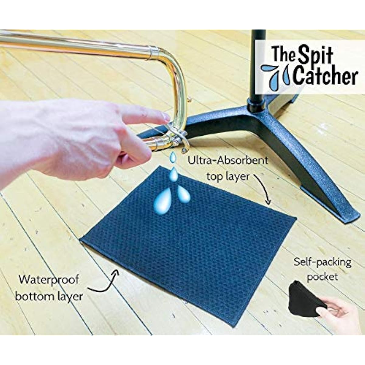 Spit Catcher - for Brass/Wind Instruments, Super Absorbent & Leak Proof, Antibacterial, Multi-Layer Cloth/Pad to Empty Spits, Self Packing...(Single)