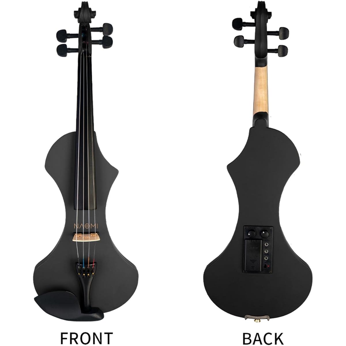 Oshhni Solid Wood Silent Electric Violin 4/4 with Case and String Set for Professional Violin Enthusiast Practice, Black