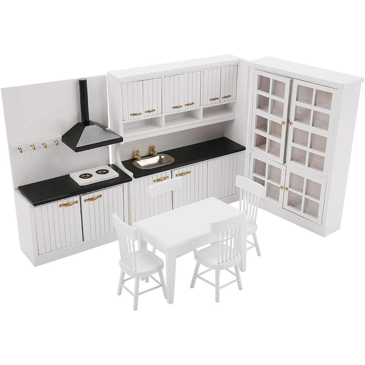 Kitchen Furniture Set Pretend Play Toy 1/12 Dollhouse Miniature Kitchen/Dining Room Furniture Decoration Kit