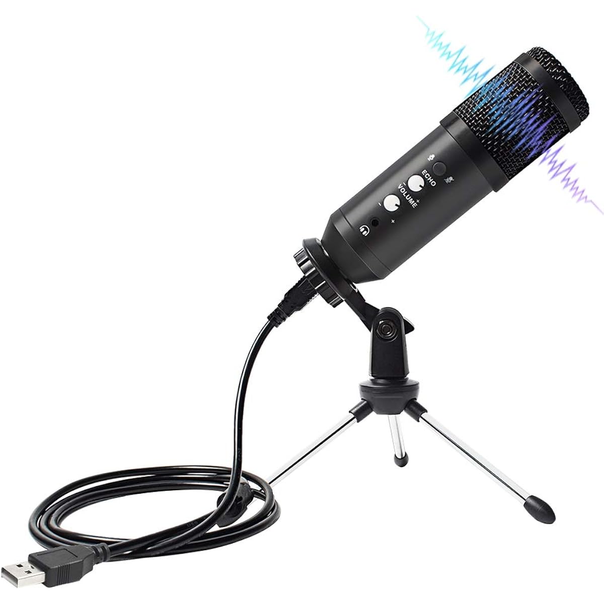 Microphone USB Condenser Microphone with Tripod Stand for Computer Laptop Studio Podcasting Recording Mic Live Gaming