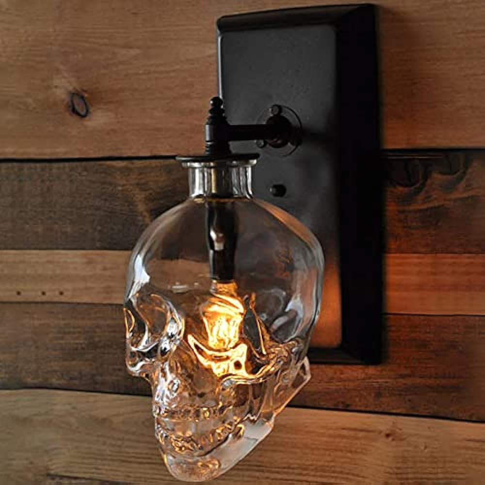 SUSUO Retro Bracket Light Industrial Style Wall Lamp Scandinavian Design Wall Light Skull Head Glass Wall Light LED Lighting G9 110V Entrance Light 1 Light Wall Hanging Light Interior Lighting Living Room Restaurant Bar Black