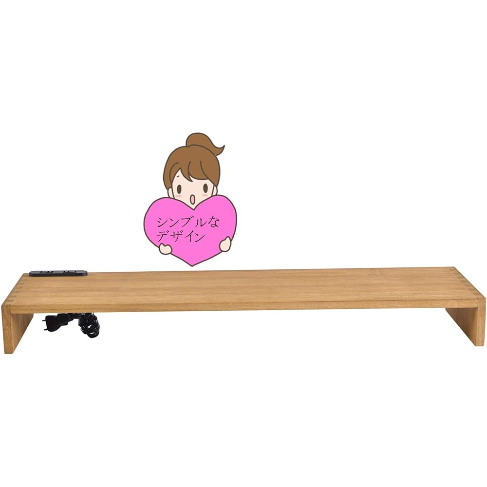 KIRIGEN Paulownia Desk Rack PC Stand Desktop Shelf Width 800mm with Outlet Storage Desktop Stand Wooden Finished Product Monitor Stand Computer Rack Desktop Natural