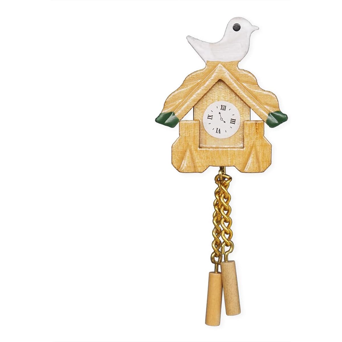 Odoria 1:12 Miniature Vintage Wall Hanging Clock Bird Sharp Wood Dollhouse Furniture Accessories