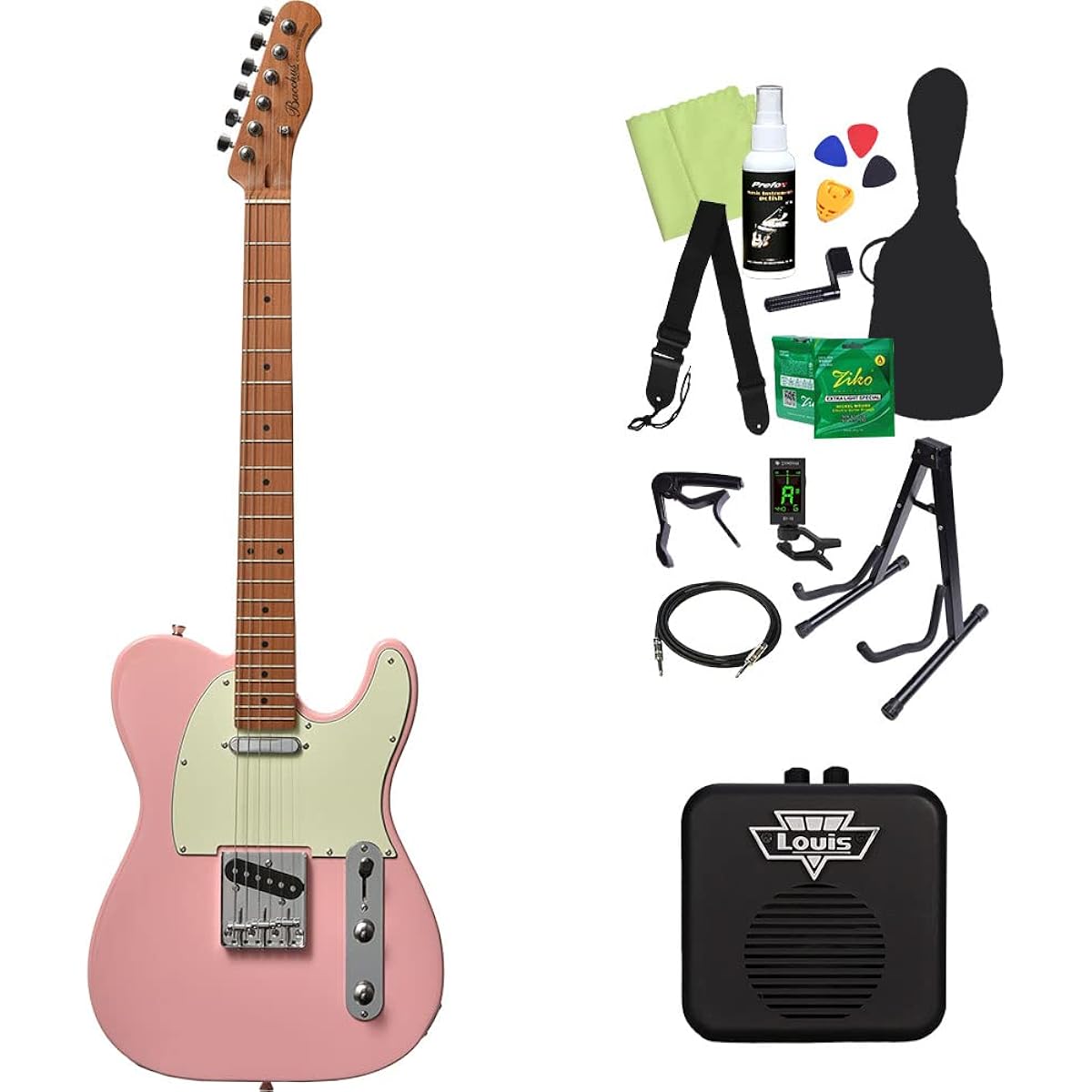Bacchus BTE-1-RSM/M Electric Guitar Beginner 14-piece Set [Mini Amplifier Included] SLPK Telecaster Type Roasted Maple Neck Bacchus