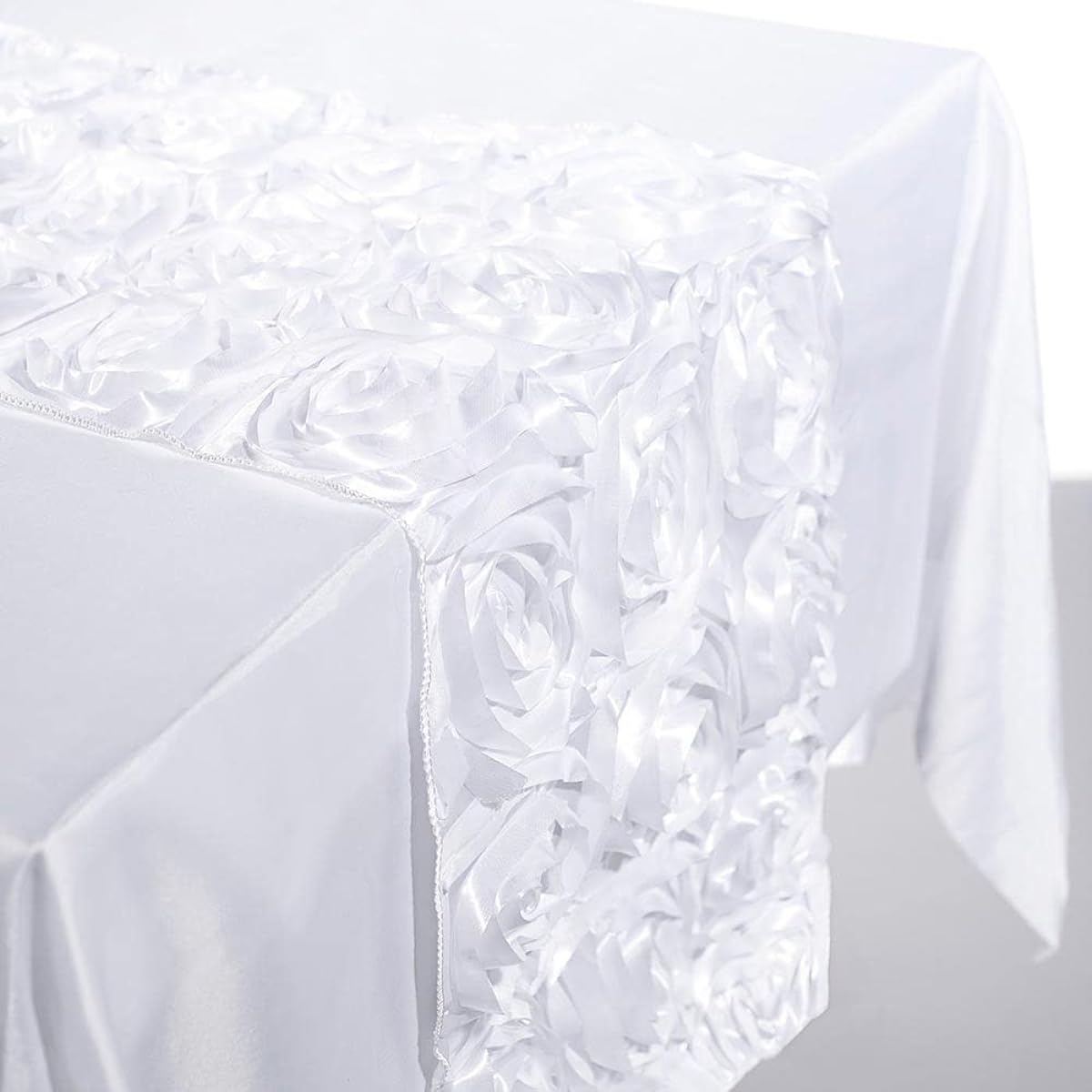 Anderson's Satin Rosette Table Runner 14 Feet Length White 380050WH